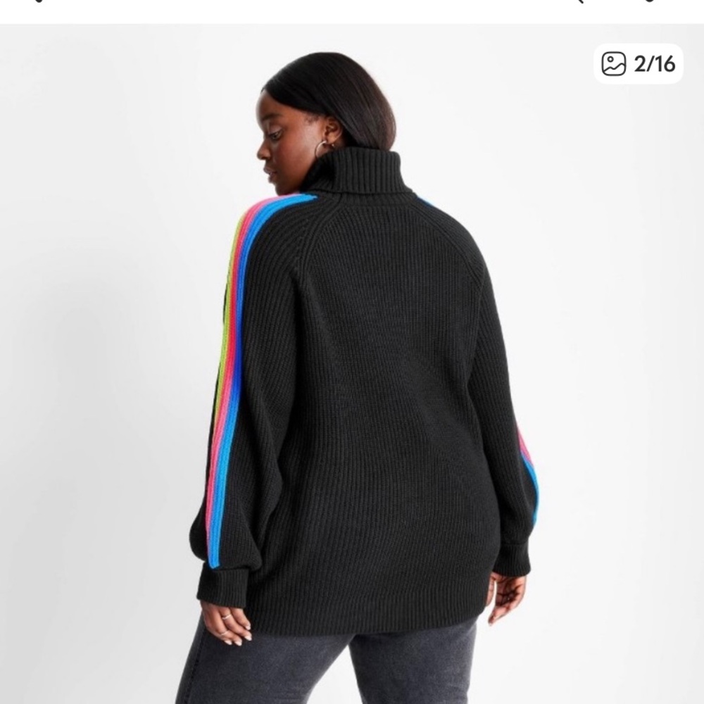 Turtleneck Sweater with Neon Stripes Future Collective with Kahlana Barfield - Picture 5 of 5